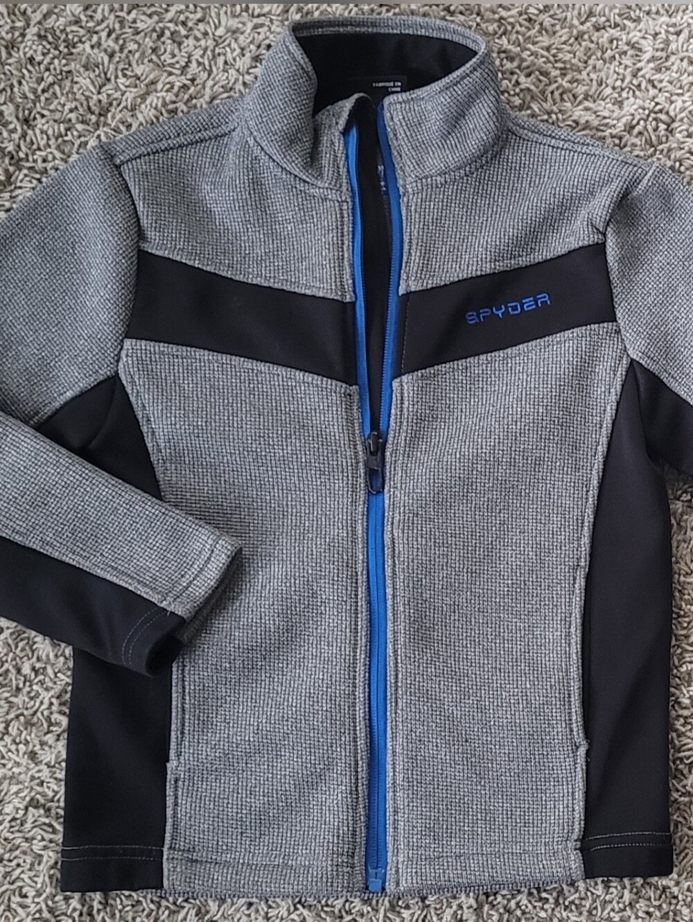 Spyder Gray Black Kid Jacket with Blue Zip
